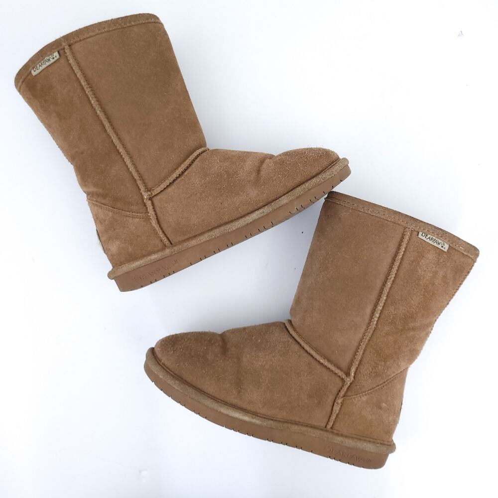 BearPaw Adele Snow Boots Size 6 Brown Fur Sheepskin Fur Lined Women Winter Boot